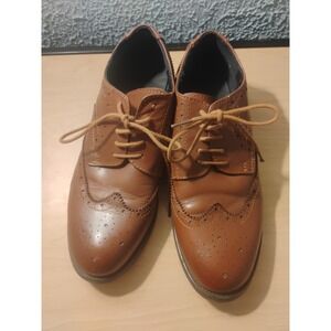 Boho Beautiful Quaint Brown Leather Shoes Great Clean Shape Perfect Style Size 9